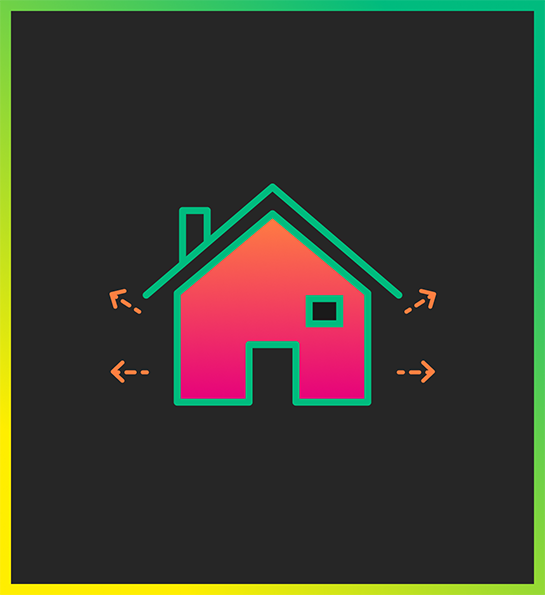 Sketch of a better insulated house with only 4 arrows to demonstrate escaping warmth (graphic)